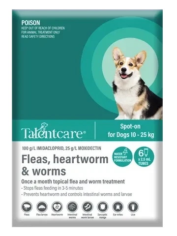 Talentcare® Spot-on for Dogs 10 – 25 kg
6 pack