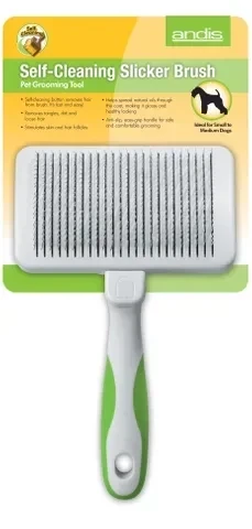 Andis SelfCleaning Slicker Brush White Lime Green