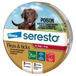 Seresto Flea and Tick Collar for Dogs   - up to  8 kg & over 8kg