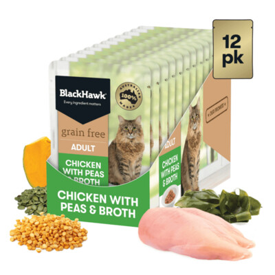 Grain Free Adult Cat Chicken With Peas Broth And Gravy Pouches 85 grams x 12