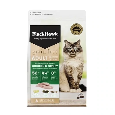 Black Hawk Feline Chicken & Turkey Grain Free Adult 1.2 kg , 2.5 kg or 6 kg