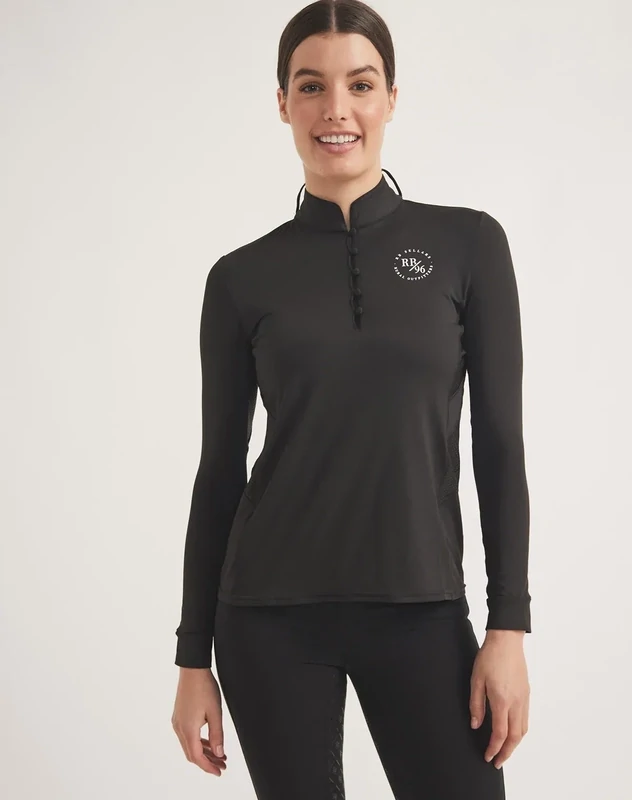 Sarina 1/2 Button Base Layer Top  - Black