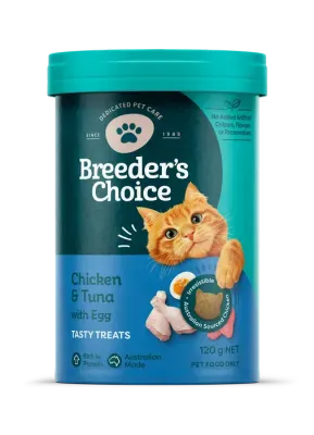 Breeder's Choice Cat Treats Chicken Tuna & Egg  -  120 grams
