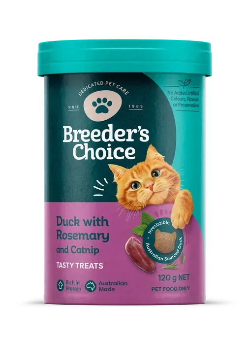 Breeder's Choice Cat Treats Duck with Rosemary & Catnip  - 120 grams