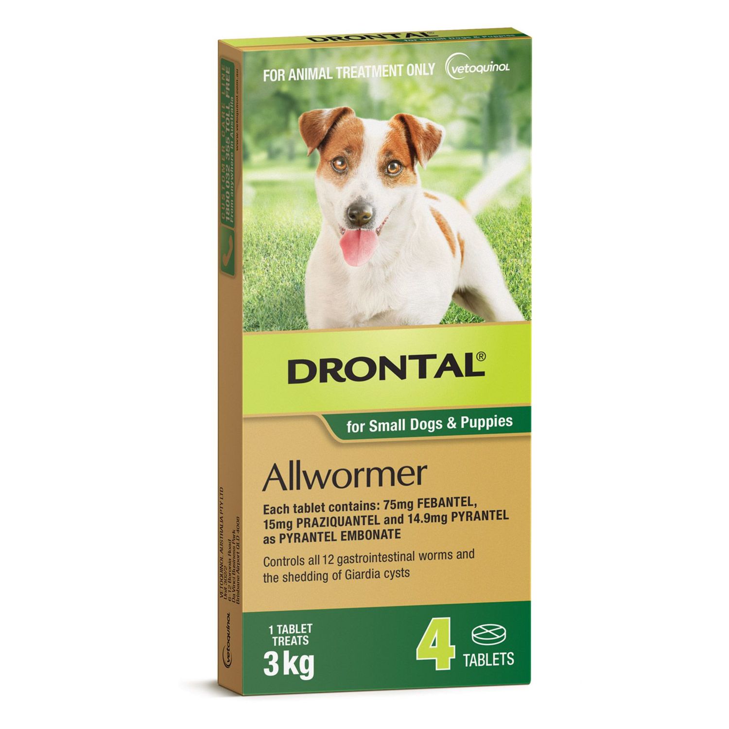 Drontal Allwormer For Dogs Small And Puppies Up To 3 kg  -  4 Tablets