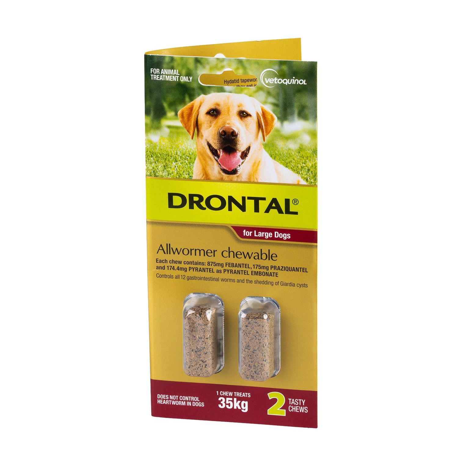 Drontal Allwormer For Dogs Large Up To 35 kg  -  2 Chews