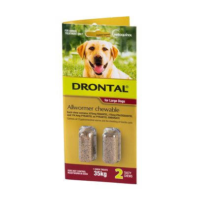 Drontal Allwormer For Dogs Large Up To 35 kg  -  2 Chews