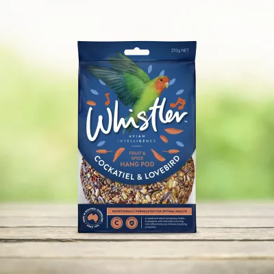 Whistler Cockatiel & Lovebird Hang Pod  Fruit , Vegetable & Herb   210 grams