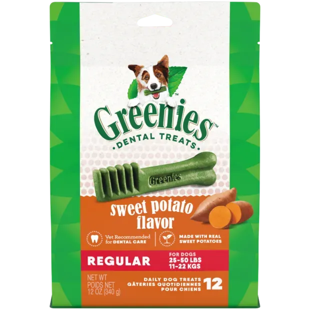 Greenies Sweet Potato Flavour Regular Dog Dental Treats 12 Pieces  340 grams