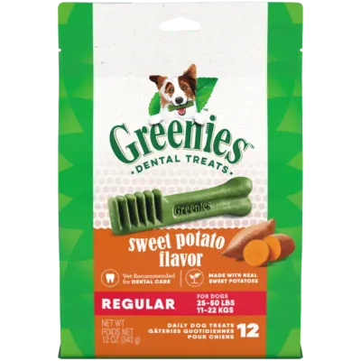 Greenies Sweet Potato Flavour Regular Dog Dental Treats 12 Pieces  340 grams