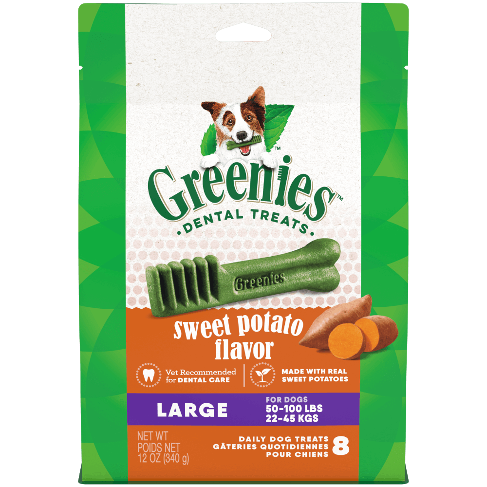 Greenies Sweet Potato Flavour Large Dog Dental Treats 8 Pieces   340 grams