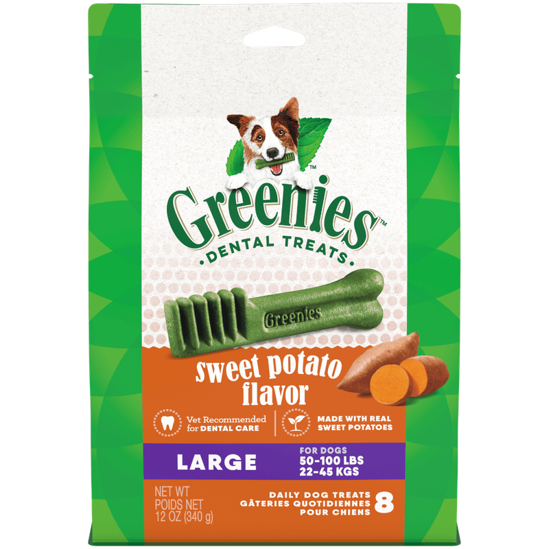 Greenies Sweet Potato Flavour Large Dog Dental Treats 8 Pieces   340 grams