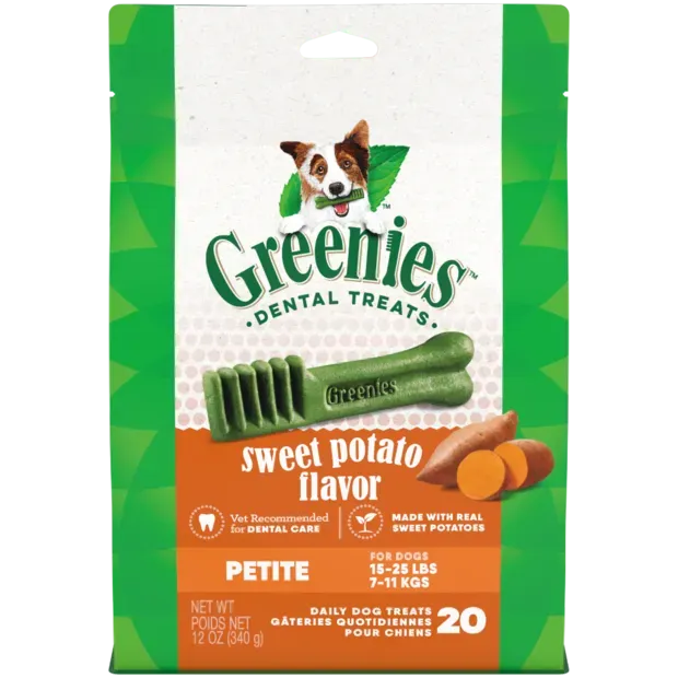 Greenies Sweet Potato Flavour Petite Dog Dental Treats 20 Pieces  -  340 grams
