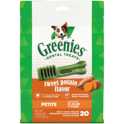 Greenies Sweet Potato Flavour Petite Dog Dental Treats 20 Pieces  -  340 grams