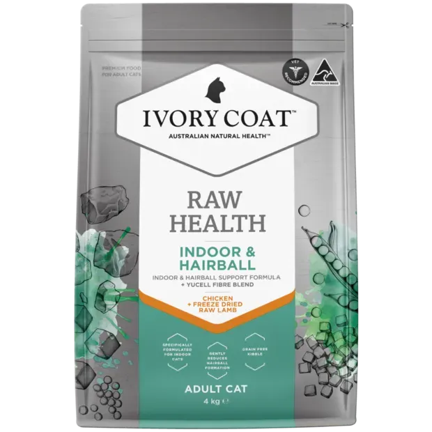 Ivory Coat Raw Health Cat Indoor & Hairball Chicken  -  2 kg or 4 kg