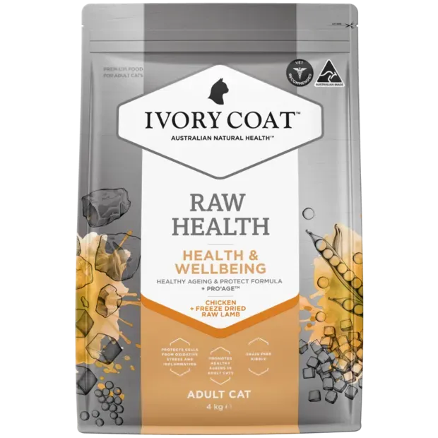 Ivory Coat Raw Health Adult Health And Vitality Dry Cat Food  -  2 kg or 4 kg