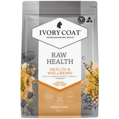 Ivory Coat Raw Health Adult Health And Vitality Dry Cat Food  -  2 kg or 4 kg