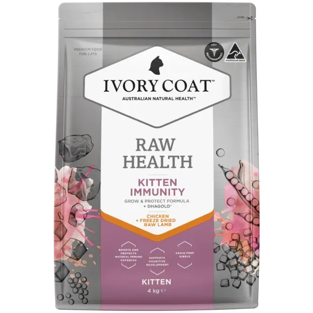 Ivory Coat Raw Health Kitten Immunity Dry Food  -  2 kg or 4 kg