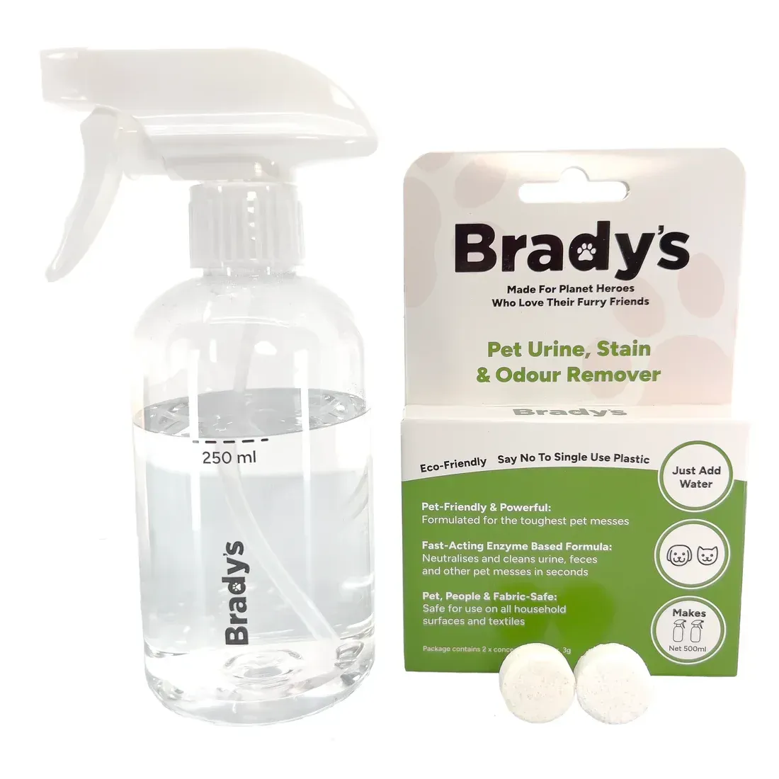 Bradys Pet Urine Stain & Odour Remover  -  500 ml concentrated tablet