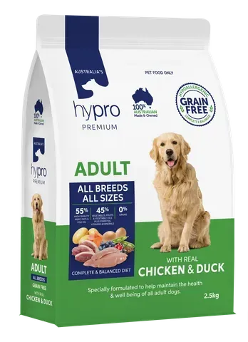 Hypro Premium Grain Free Adult Chicken And Duck Dry Dog Food  -  2.5 kg or 20 kg