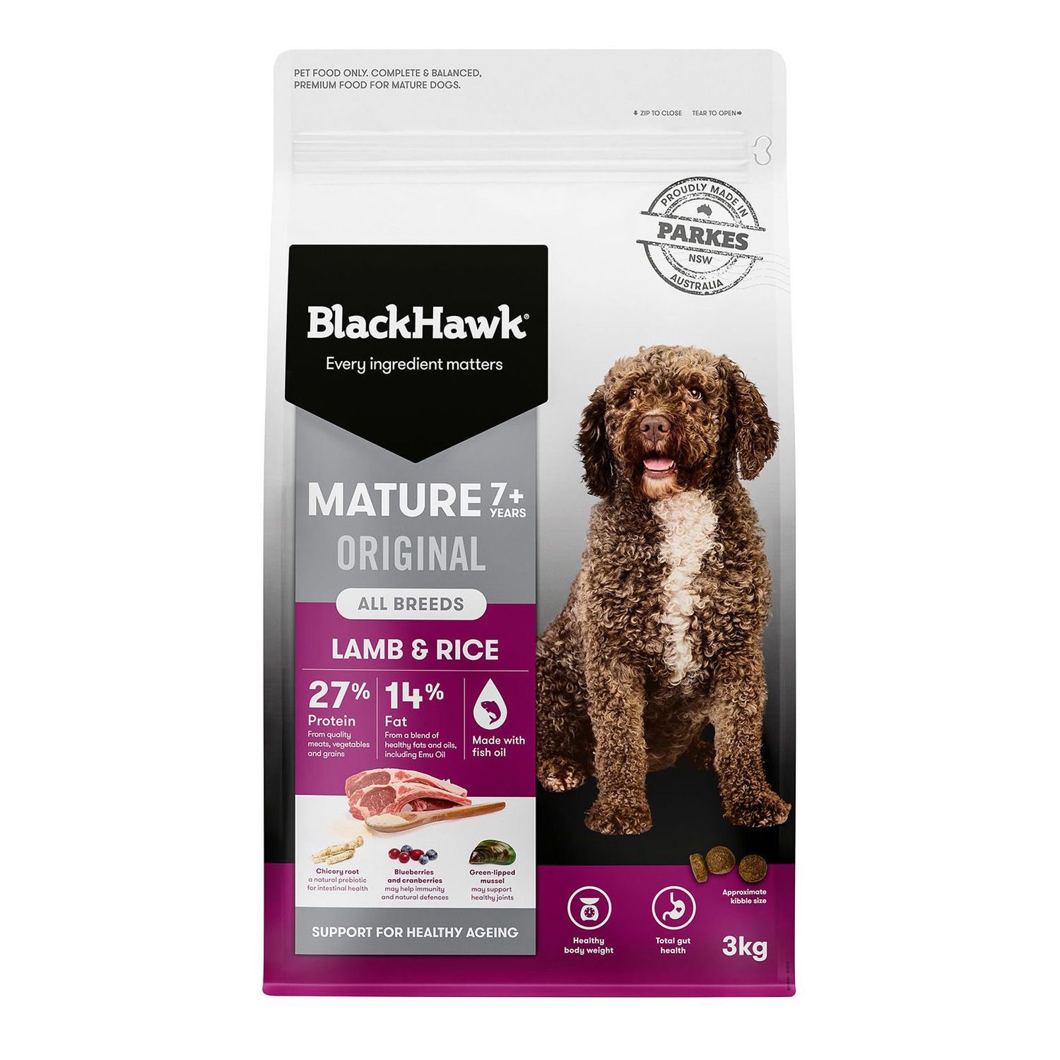 Black Hawk Original Mature Dog Food Lamb & Rice  -  3 kg or  20 kg