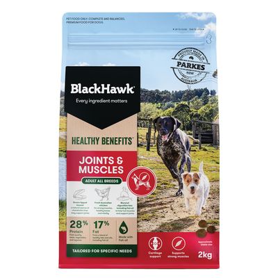 Black Hawk Dog Food Healthy Benefits Joints and Muscles   -  2 kg or 12 kg