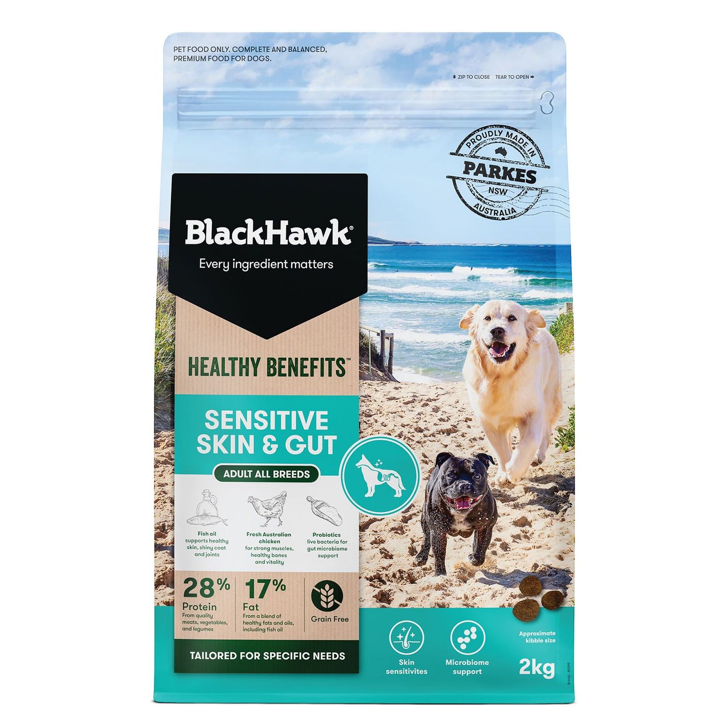 Black Hawk Dog Food Healthy Benefits Sensitive Gut  -  2 kg or 12 kg