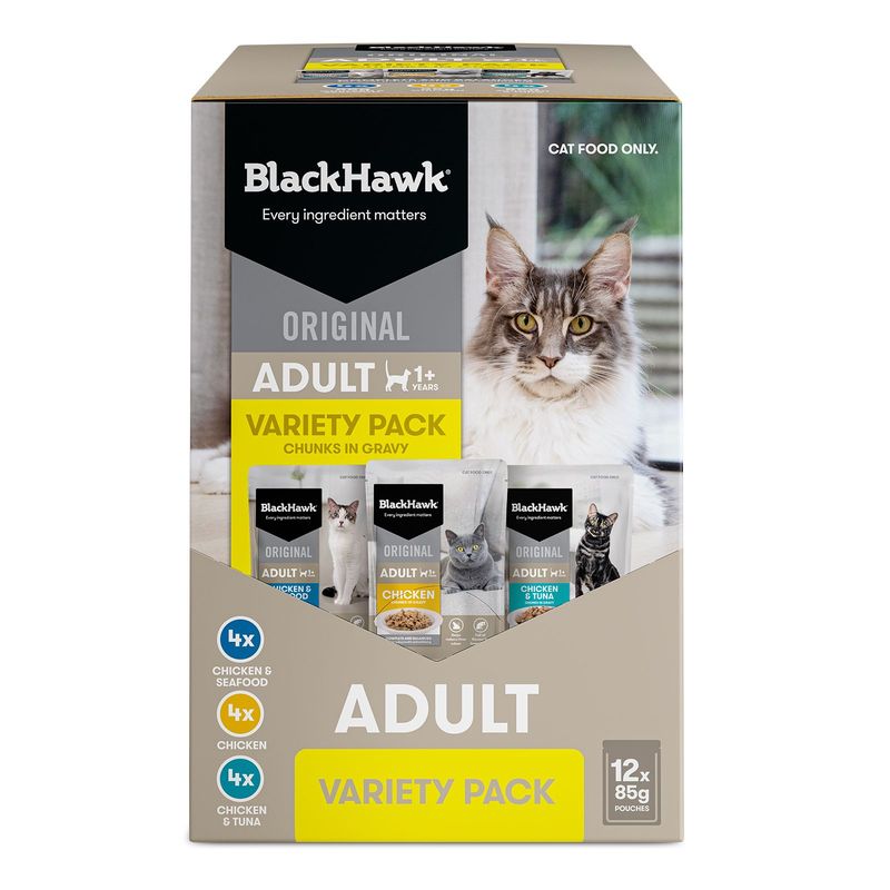 Black Hawk Original Cat Food Variety Pack in Gravy   -  85 grams x 12