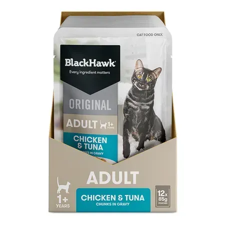 Black Hawk Original Cat Food Chicken Tuna in Gravy   -  85 grams x 12