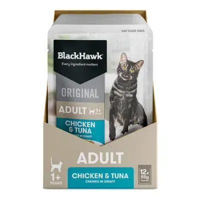 Black Hawk Original Cat Food Chicken Tuna in Gravy   -  85 grams x 12