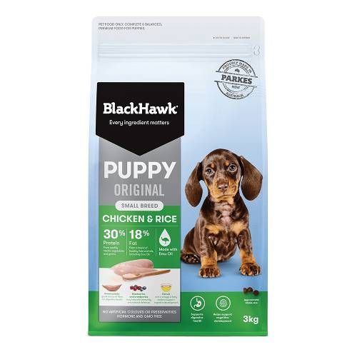 Black Hawk Puppy Food for Small Breeds Original Chicken and Rice  -  3 kg or 10 kg