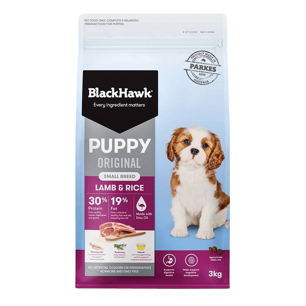 Black Hawk Puppy Food for Small Breeds Original Lamb and Rice  -  3 kg or 10 kg