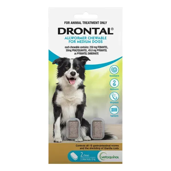 Drontal Allwormer For Dogs up to 10 kg  -  2 Chews