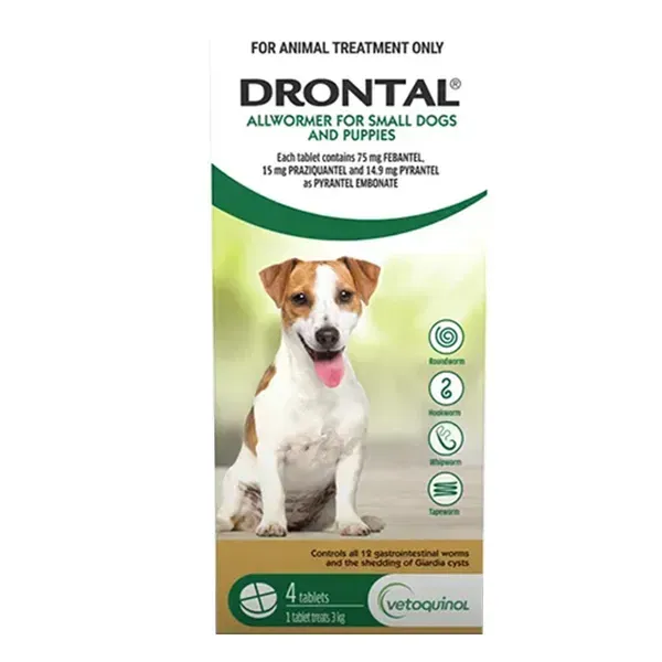 Drontal Allwormer For Dogs Small And Puppies Up To 3 kg  -  4 Tablets