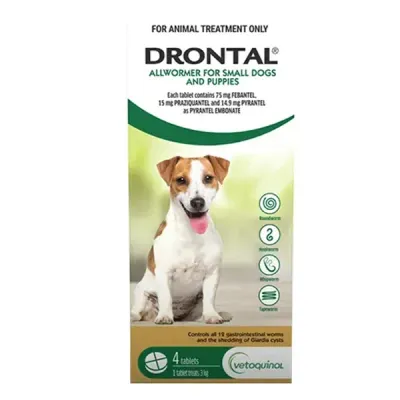 Drontal Allwormer For Dogs Small And Puppies Up To 3 kg  -  4 Tablets