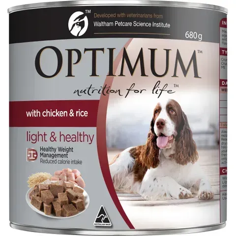 Optimum Weight Management Chicken & Rice Cans Wet Dog Food  - 680 grams x 12 cans