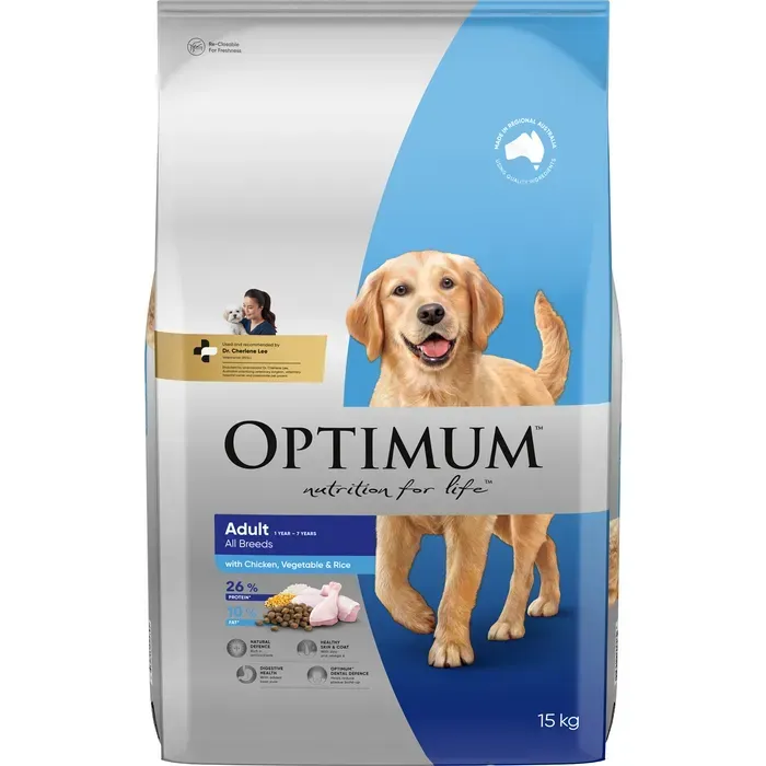 Optimum Adult Dry Dog Food Chicken Vegetables And Rice  - 15 kg