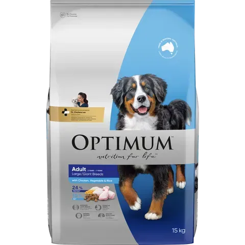 Optimum Adult Large Breed Dry Dog Food Chicken Vegetables & Rice  15 kg