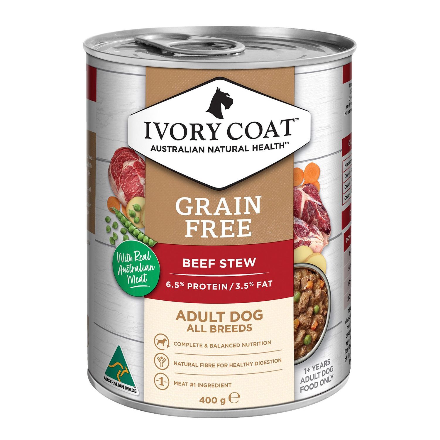 Ivory Coat Adult Dog Grain Free Beef Stew   -  12 x 400 grams