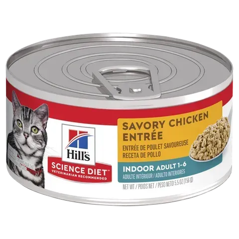 Hills Science Diet Adult Indoor Savory Chicken Entrée Canned Cat Food  -  24 x 156 grams