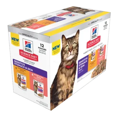 Hills Science Diet Adult Sensitive Skin & Stomach Variety Pack Pouches  - 12 x 80 grams