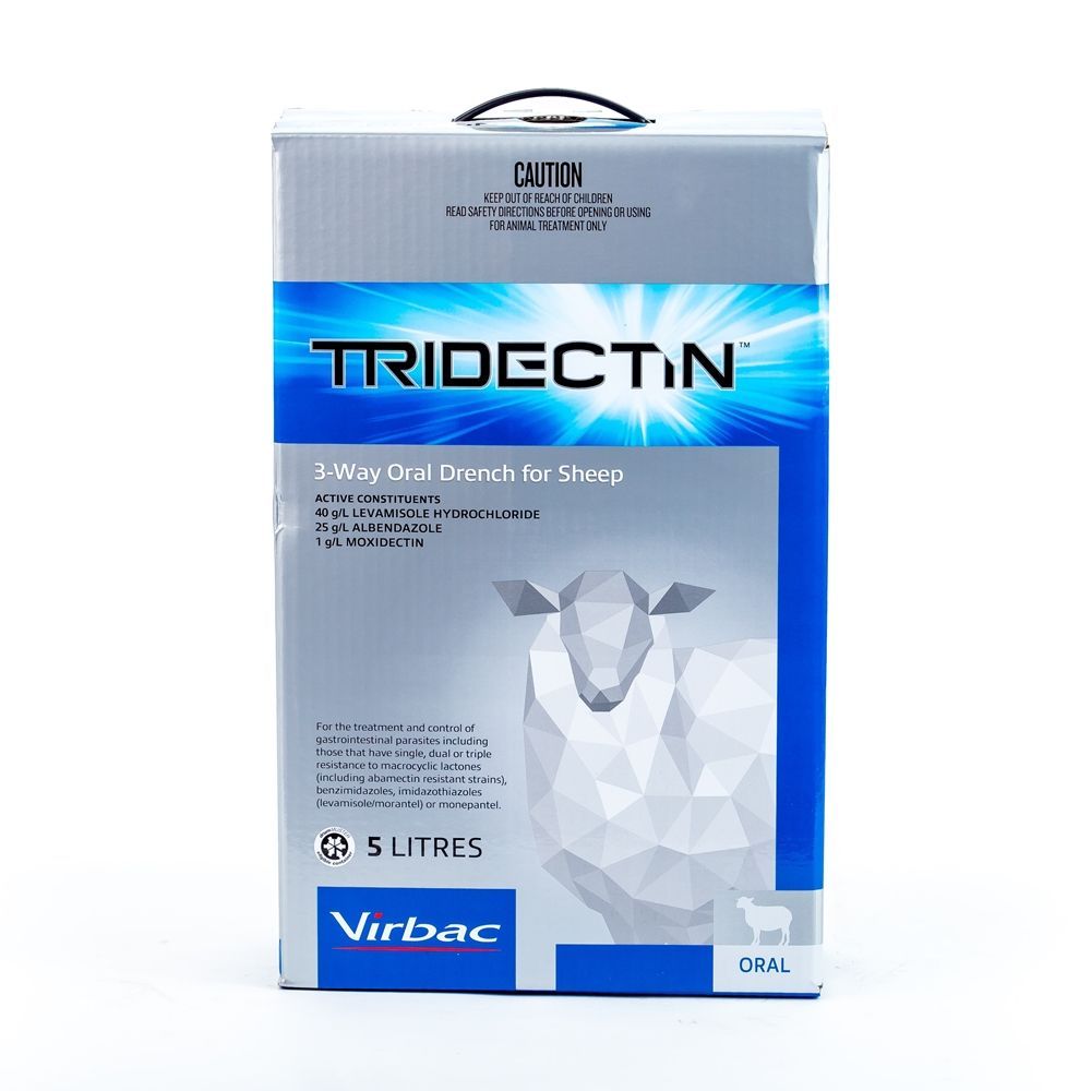 Virbac Tridectin 3-Way Oral Drench for Sheep (Moxidectin, Levamisole & Albendazole)  -  5 litres