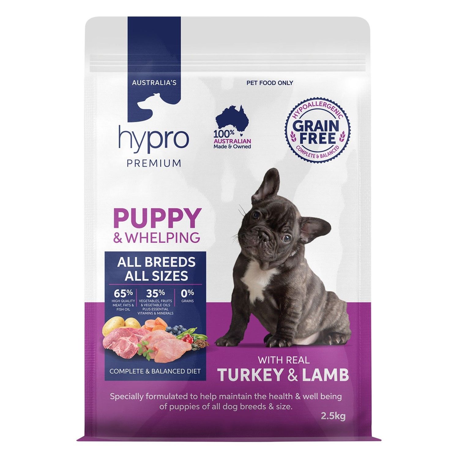Hypro Premium Grain Free Turkey And Lamb All Breed Puppy Dry Dog Food  -  2.5 kg