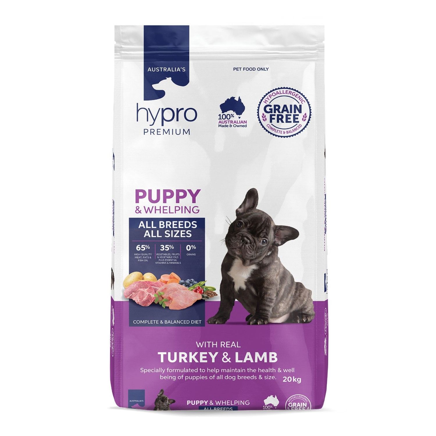 Hypro Premium Grain Free Turkey And Lamb All Breed Puppy Dry Dog Food  -  20 kg