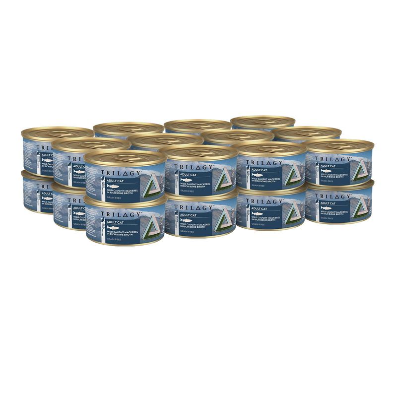 Trilogy Wild Caught Mackerel In Rich Bone Broth Grain Free Adult Wet Cat Food  -  85 grams x 24