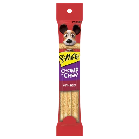Schmackos Chomp N Chew Beef Large Single Treat For Dogs  -  60 grams