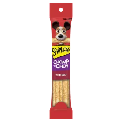 Schmackos Chomp N Chew Beef Large Single Treat For Dogs  -  60 grams