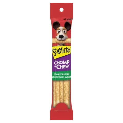 Schmackos Chomp N Chew Peanut Butter Chicken Large Single Treat For Dogs  -  60 grams Schmackos Chomp N Chew Peanut Butter Chicken Large Single Treat For Dogs  -  60 grams
