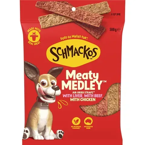 Schmackos Strapz Variety Pack  500 grams  - Beef , Chicken & Liver