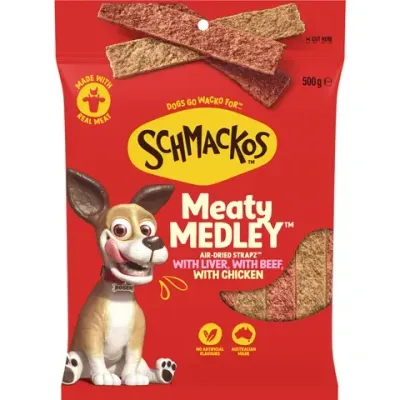 Schmackos Strapz Variety Pack  500 grams  - Beef , Chicken & Liver